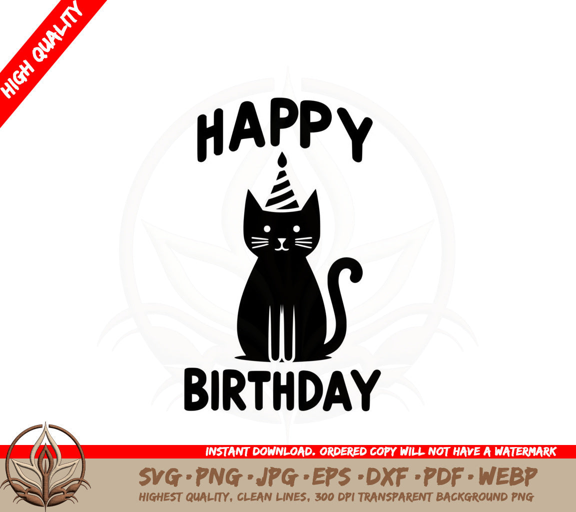 Birthday Cat SVG Cut File Cat Birthday SVG Happy Birthday SVG