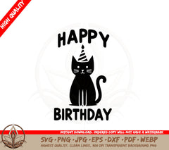 Birthday Cat SVG Cut File Cat Birthday SVG Happy Birthday SVG