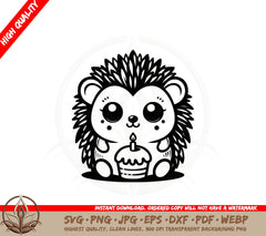 Birthday Cupcake Hedgehog SVG PNG JPG AI PDF DXF EPS and WebP Digital Download