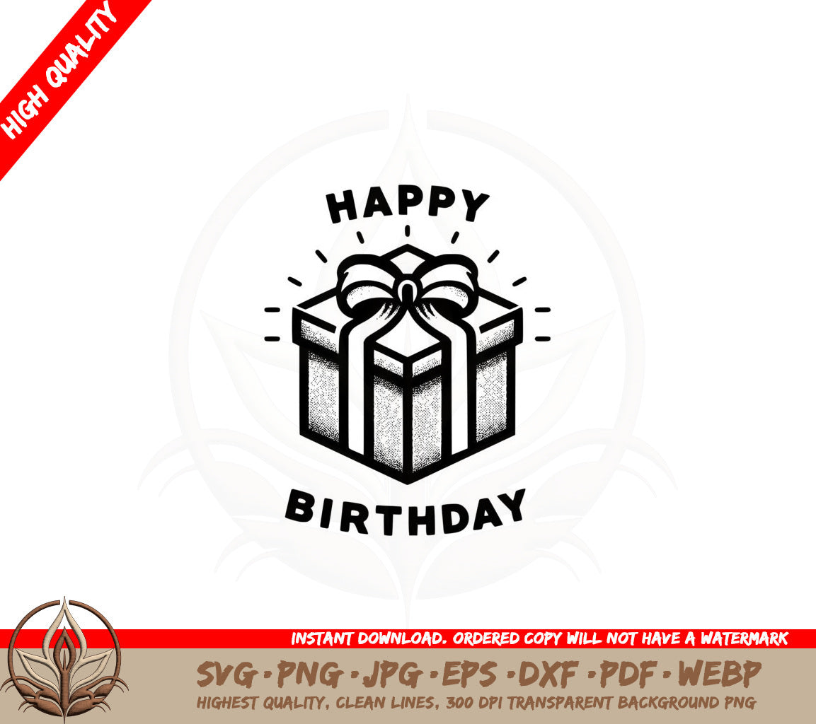 Birthday Gift Box SVG Cut File Digital Download