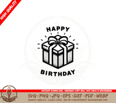 Birthday Gift Box SVG Cut File Digital Download