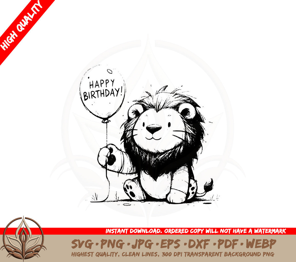 Birthday Lion Sketch SVG