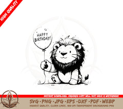 Birthday Lion Sketch SVG