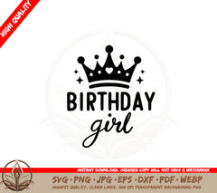 Birthday Queen SVG PNG JPG AI PDF DXF EPS and WebP - Digital Download