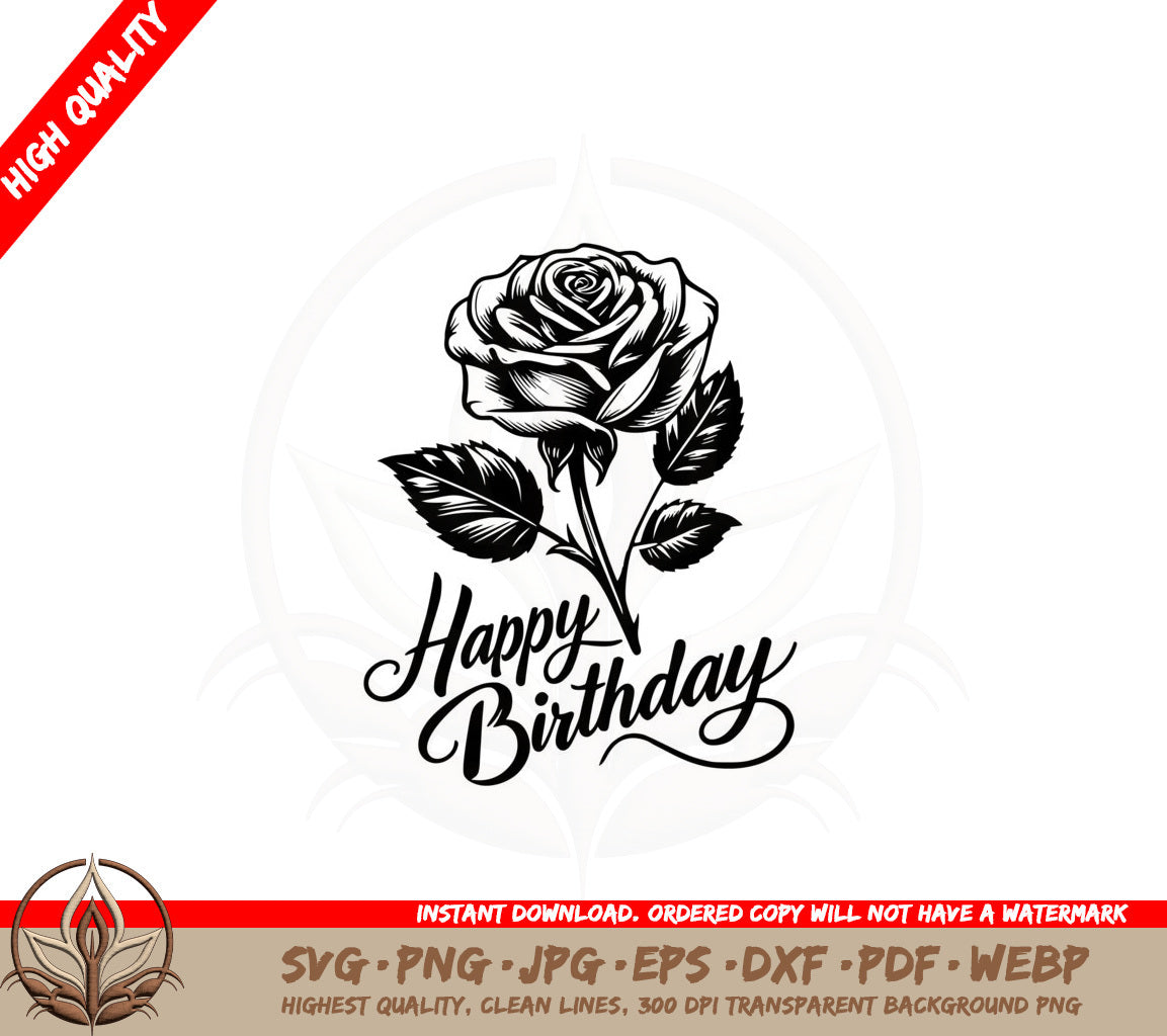 Birthday Rose SVG Cut File Design Download