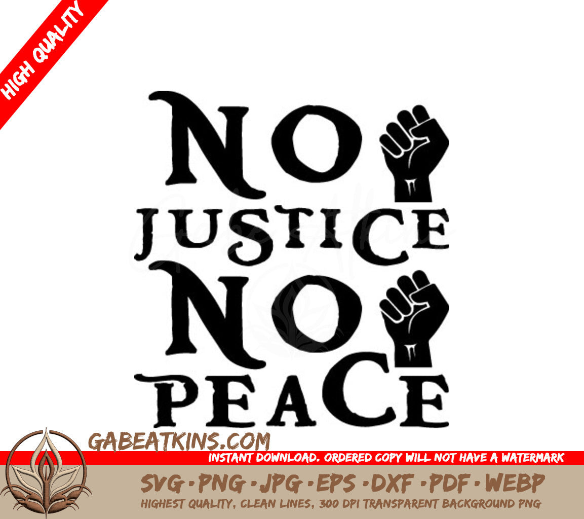 Black History Month No Justice No Peace Fist SVG SVG