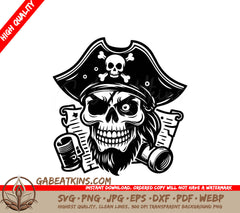 Pirate Skull SVG - Cartoon Illustration SVG