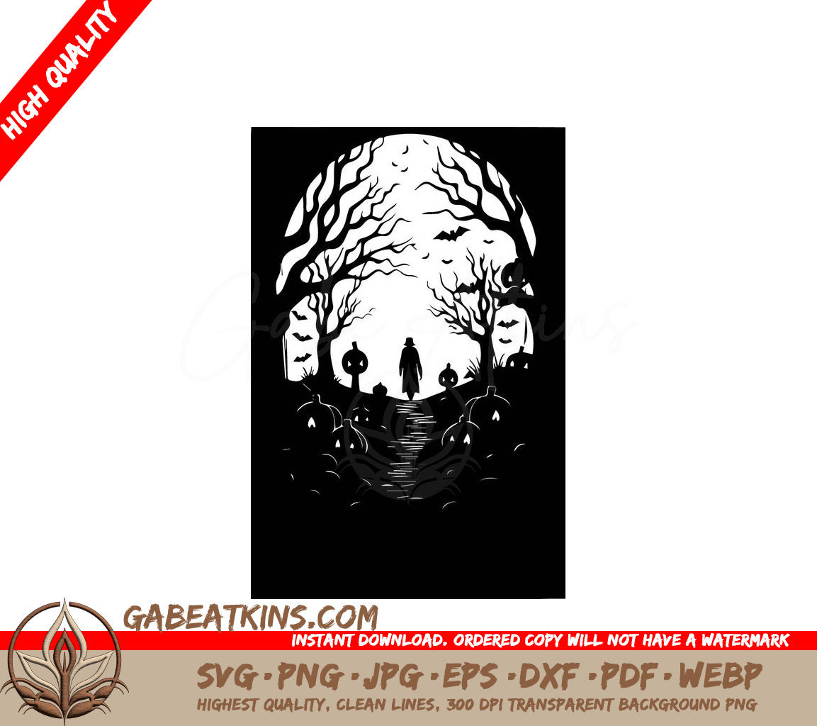 Cemetery Man Walking SVG - Sketch Illustration SVG