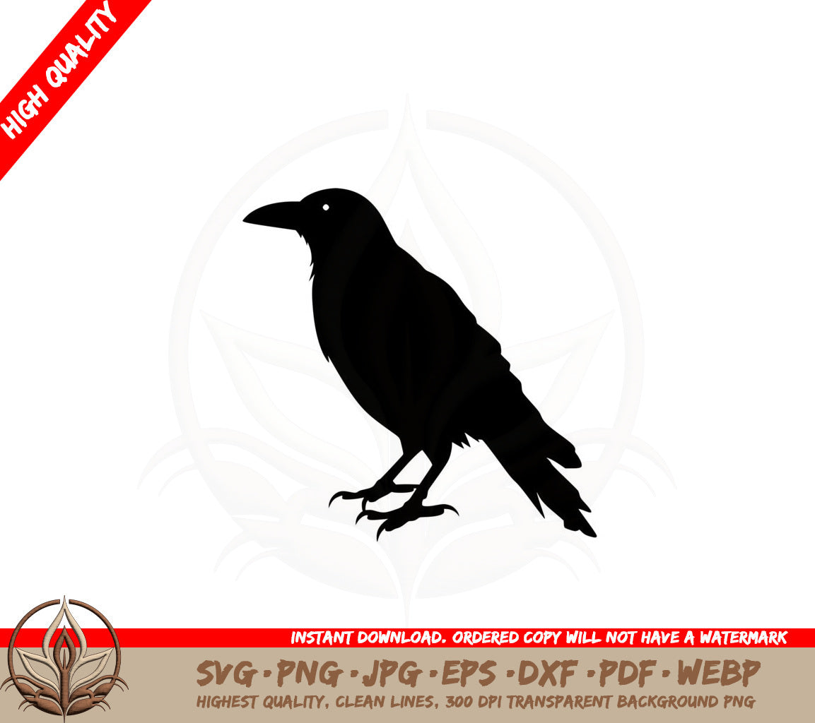 Black Crow SVG PNG JPG AI PDF DXF EPS and WebP - Digital Download