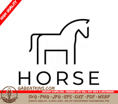 A Line Drawing Of A Horse With The Word Horse Below It SVG - Black Stallion Logo Minimalist Vector Design SVG