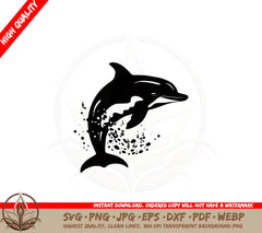 Blissful Dolphin Splashes SVG PNG JPG AI PDF DXF EPS WebP Digital Download