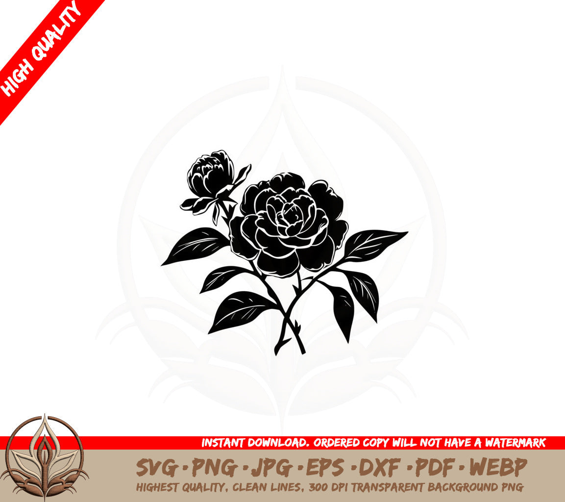 Blooming Camellia Digital Design SVG