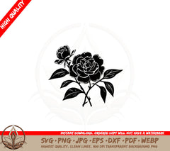 Blooming Camellia Digital Design SVG