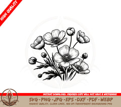 Blooming Flowers Digital Design SVG