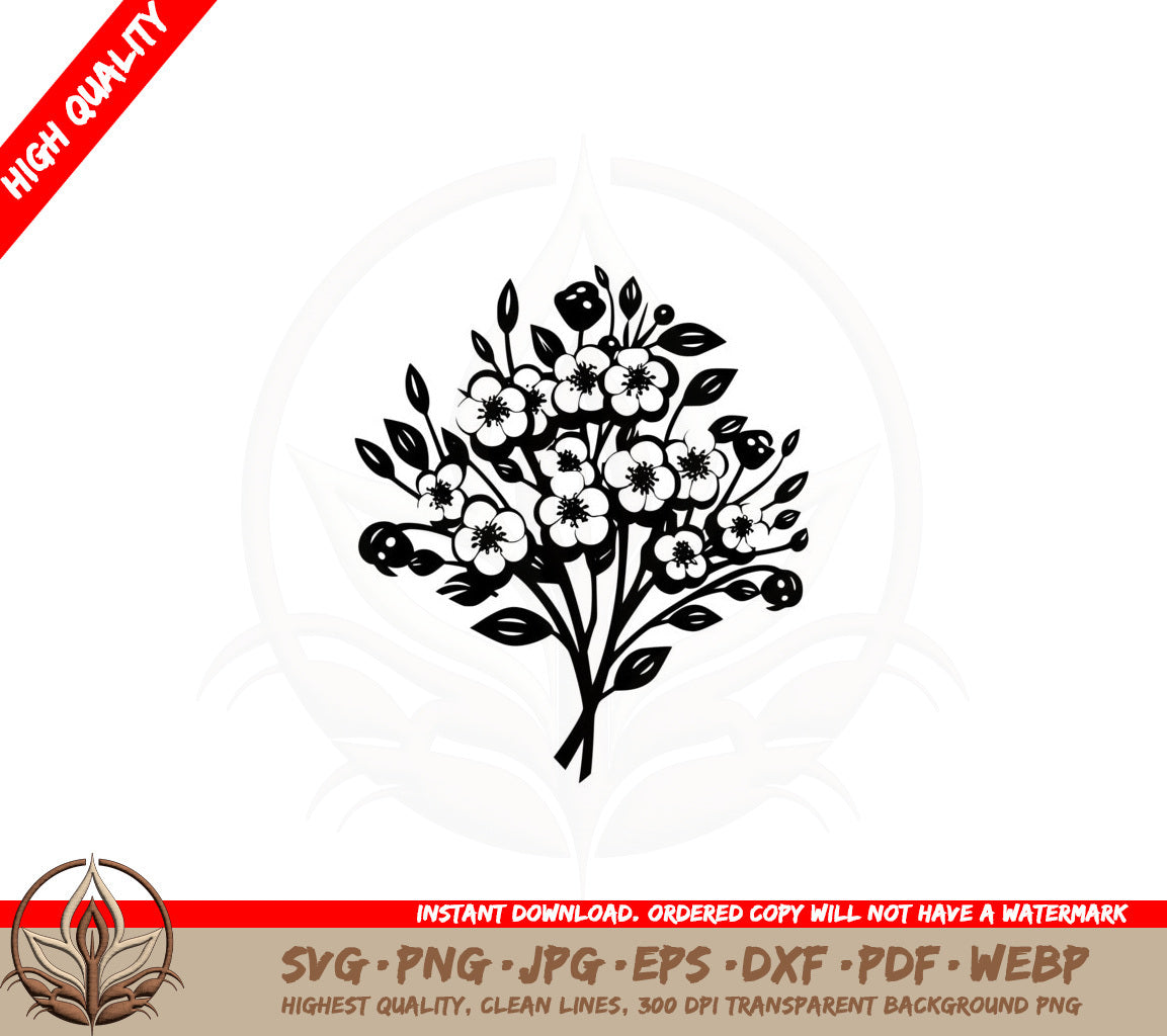 Blooming Hawthorn Flowers SVG Cut File Blooming Hawthorn Flowers Digital Download
