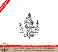 Blooming Larkspur SVG, PNG, JPG, AI, PDF, DXF, EPS, WebP - Digital Download
