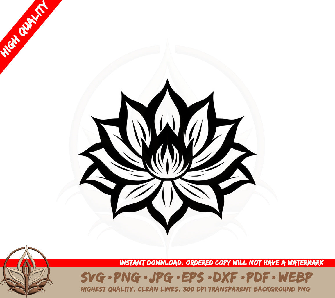 Blooming Lotus SVG PNG JPG AI PDF DXF EPS and WebP Digital Download
