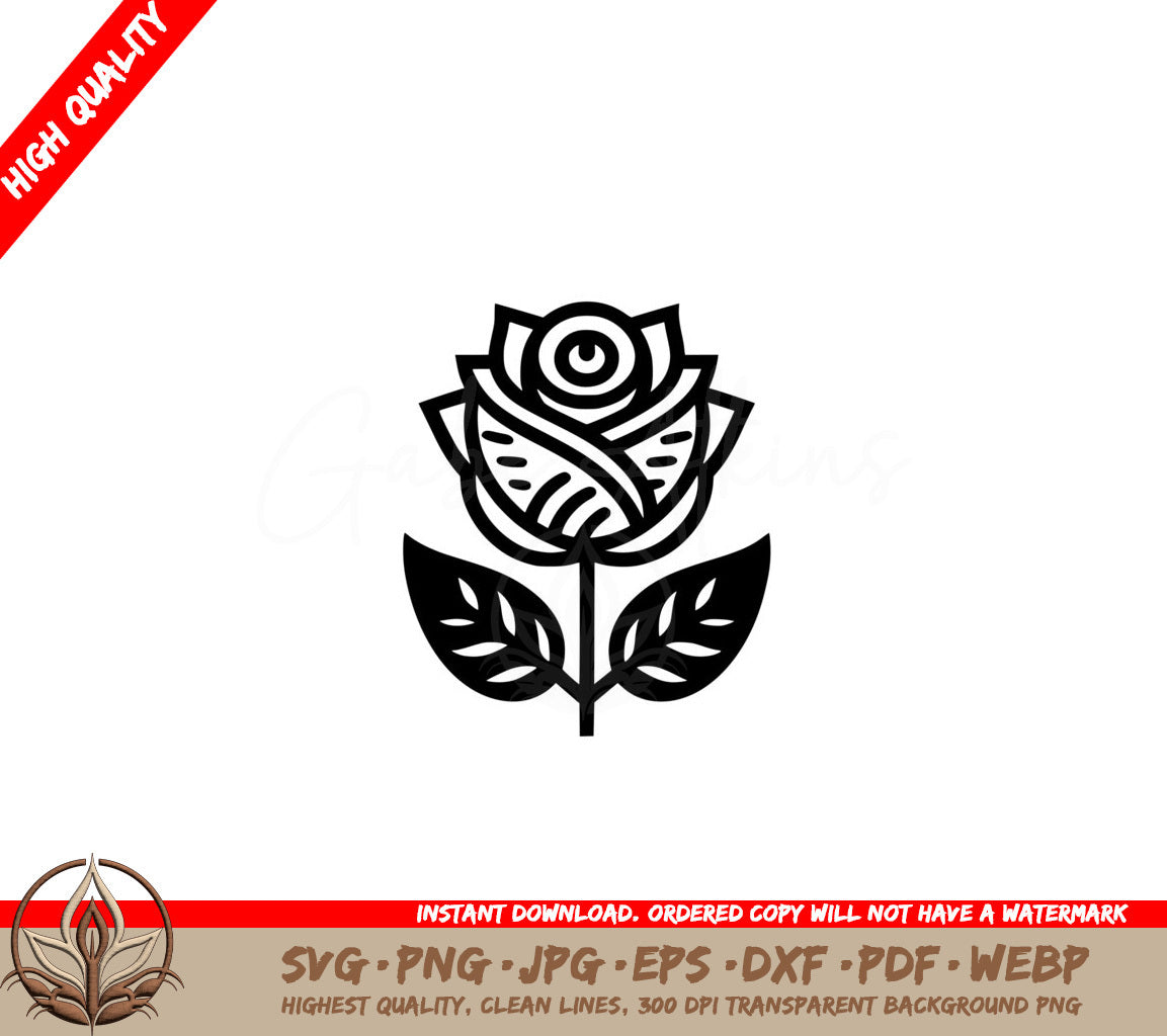 Blooming Rose SVG, PNG, JPG, AI, PDF, DXF, EPS WebP - Digital Download