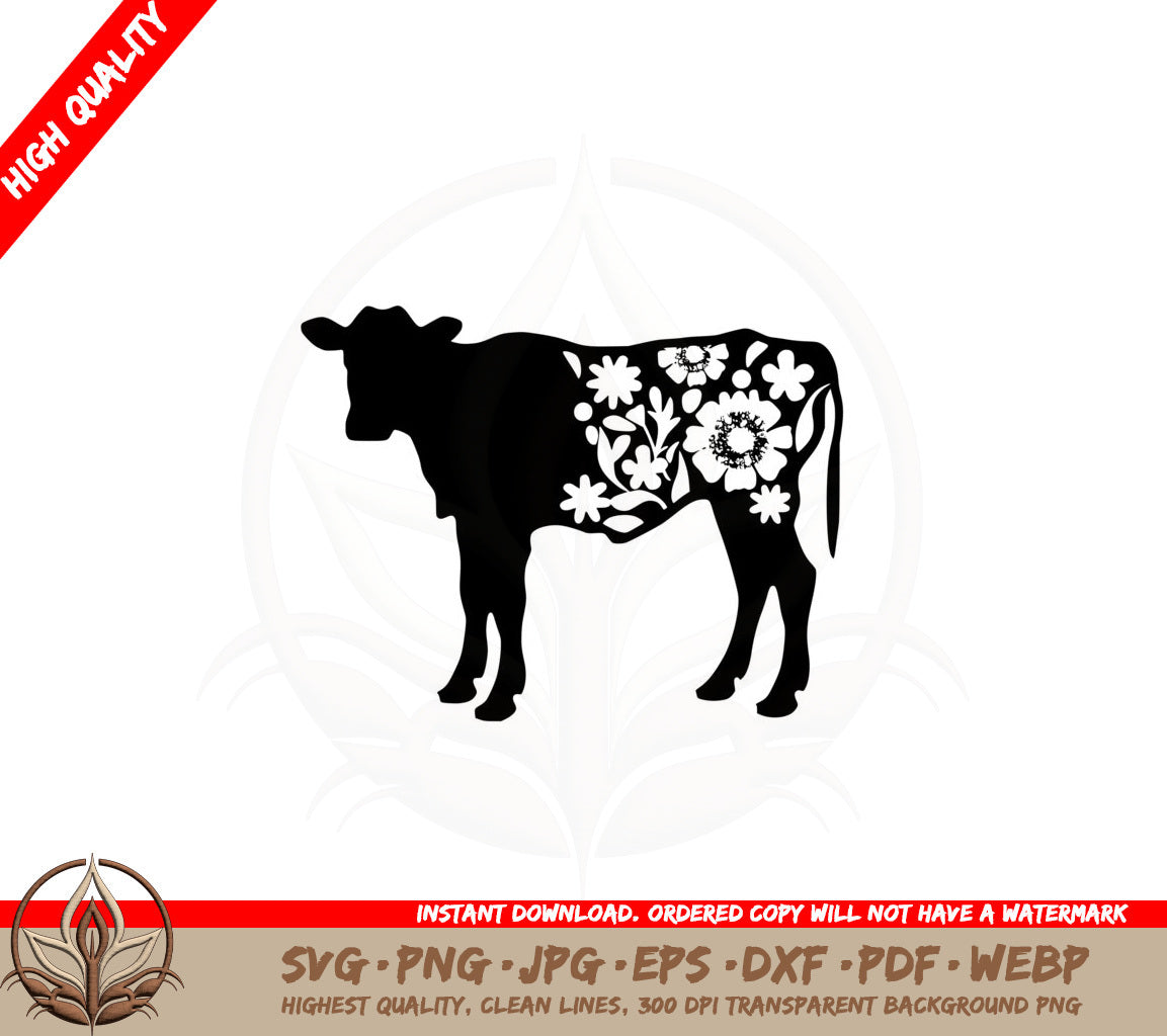 Blossom Cow SVG Cut File Design Download