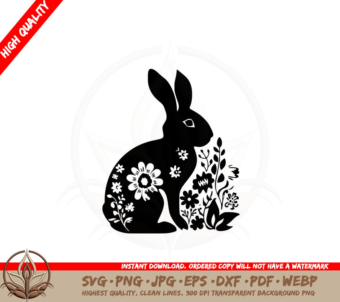 Blossom Rabbit SVG PNG JPG AI PDF DXF EPS and WebP Digital Download