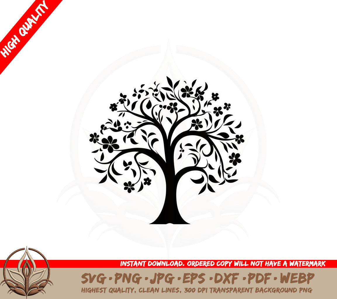 Blossoming Tree SVG PNG JPG AI PDF DXF EPS WebP Digital Download