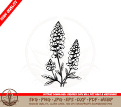 Bluebonnet Lupine Flower SVG PNG JPG AI PDF DXF EPS and WebP Digital Cut File
