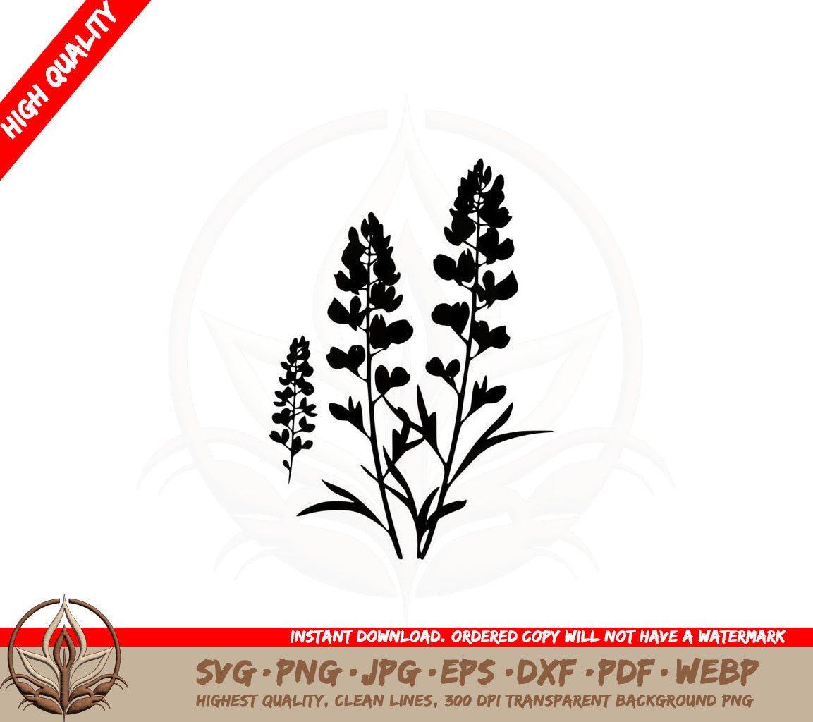 Bluebonnet and Lupine Flowers SVG PNG JPG AI PDF DXF EPS and WebP Digital Download