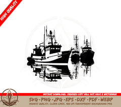 Boats in the Harbor SVG