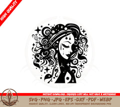 A Woman With Her Eyes Closed SVG - Bohemian Woman Abstract SVG