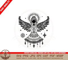 An Angel With Wings SVG - Boho Christmas Angel SVG