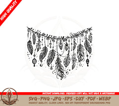 Boho Feather Garland SVG