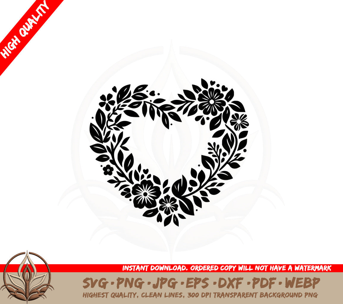Boho Floral Heart SVG