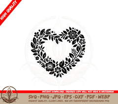 Boho Floral Heart SVG