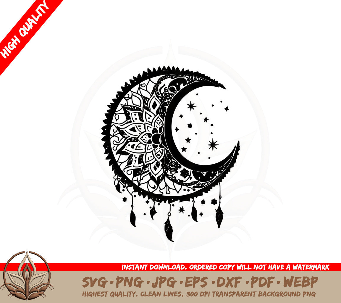 Boho Moon Mandala SVG