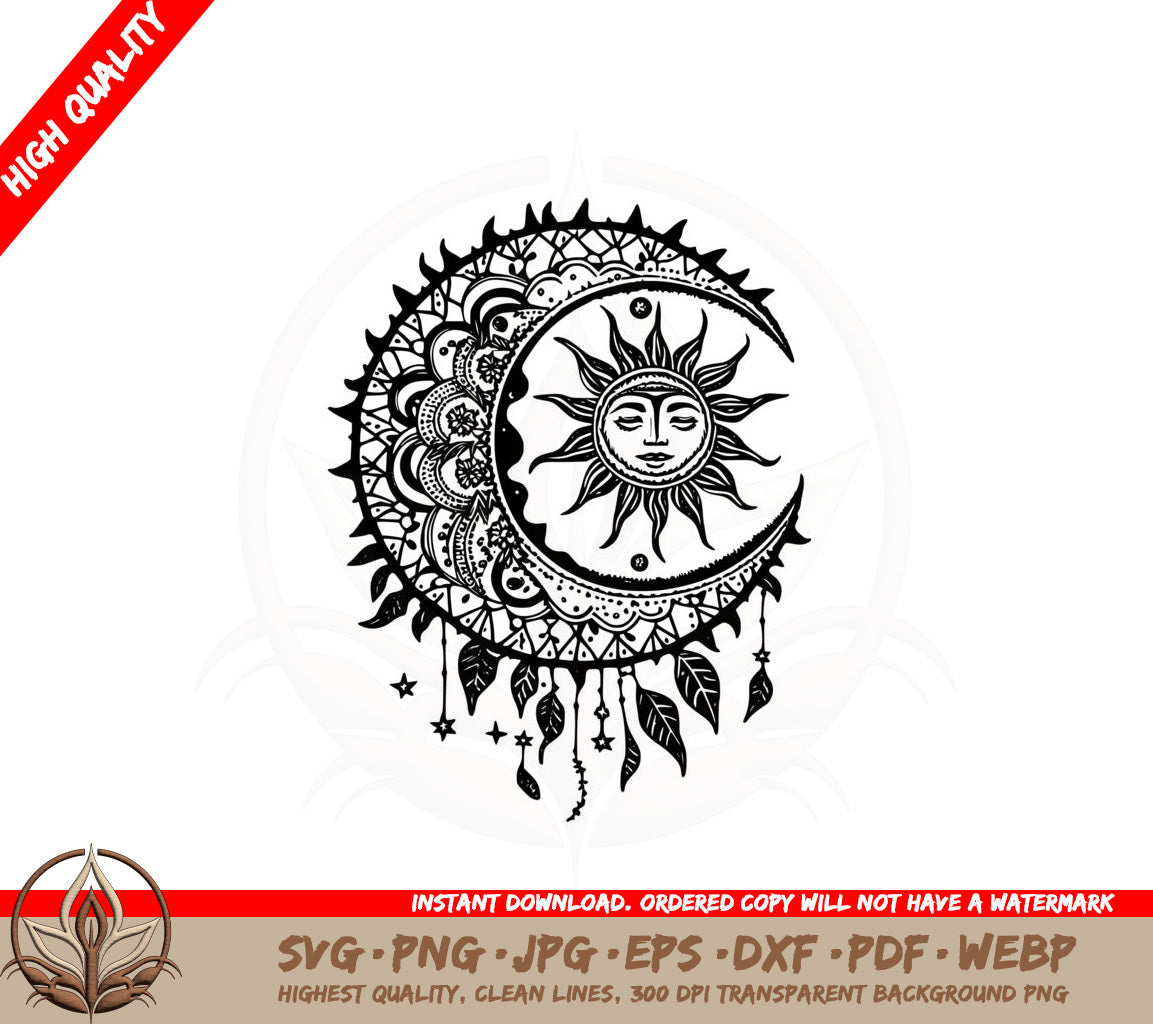 Boho Sun Moon SVG