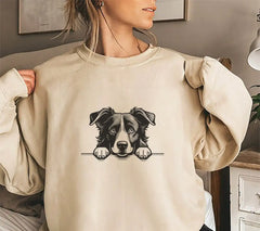 Border Collie Peeking Over Wall SVG - Drawing SVG