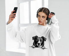 Border Collie Peeking Over Wall SVG SVG