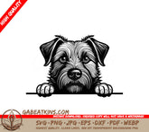 Schnauzer & Border Terrier Wall Peeking SVG SVG