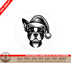 Boston Terrier Santa Pup SVG