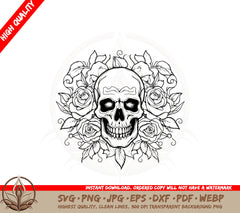 Botanical Roses Skull SVG