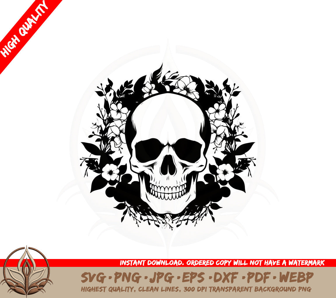 Botanical Skull SVG