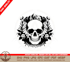 Botanical Skull SVG
