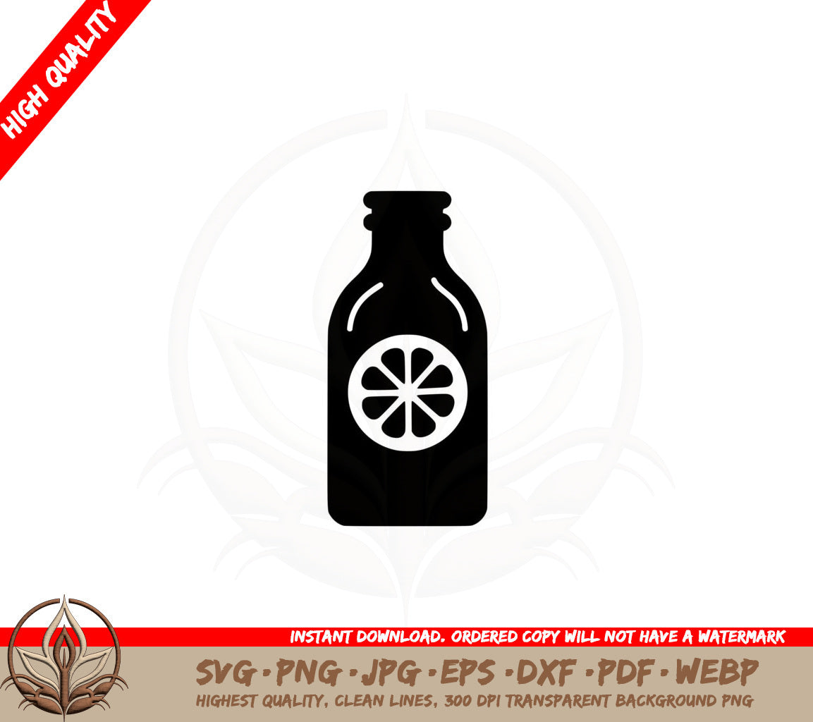 Bottle with Lemon Slice SVG