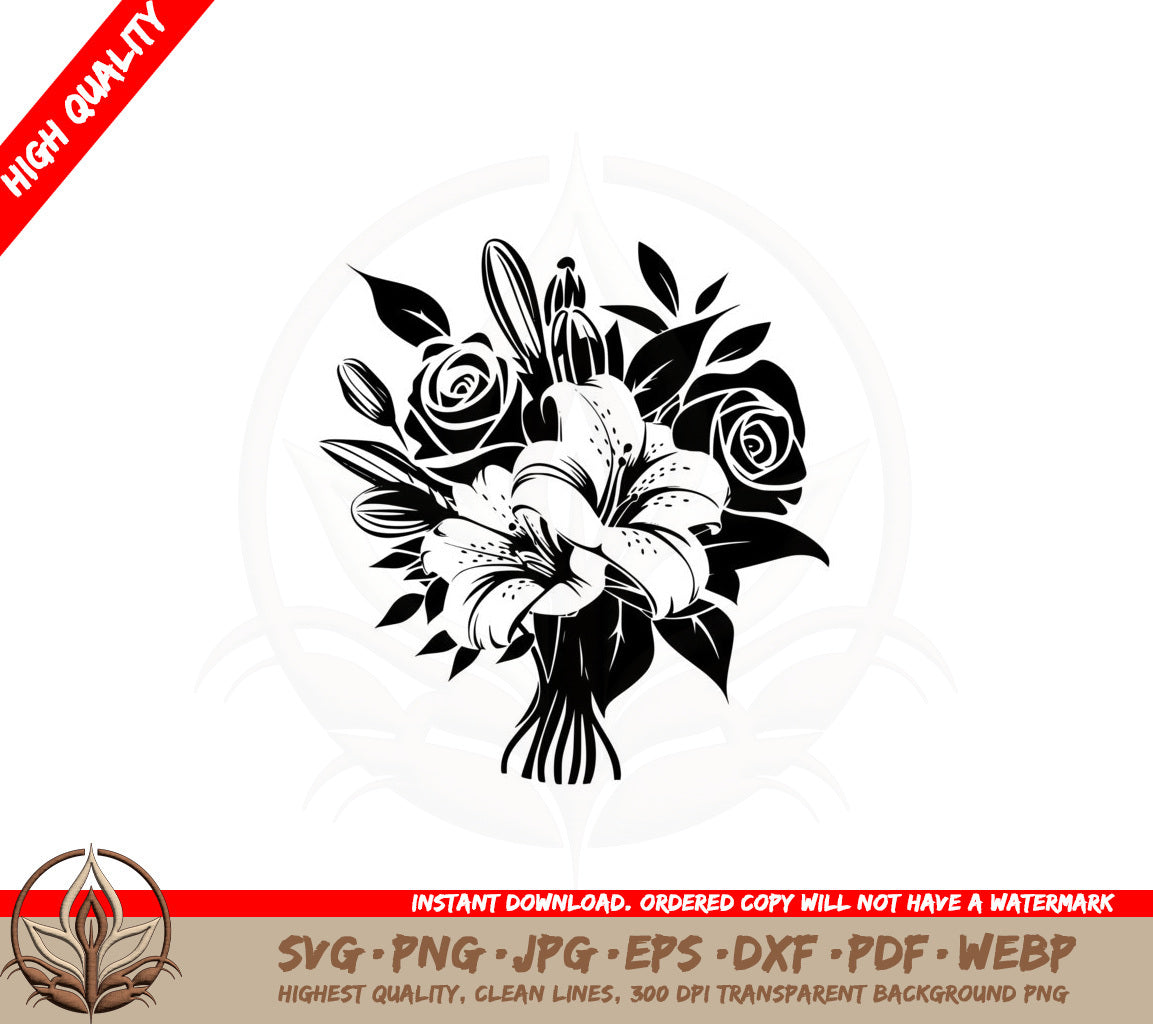 Bouquet of Roses and Lilies SVG