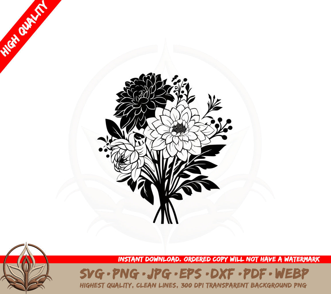 Bouquet with Dahlias and Lilies SVG