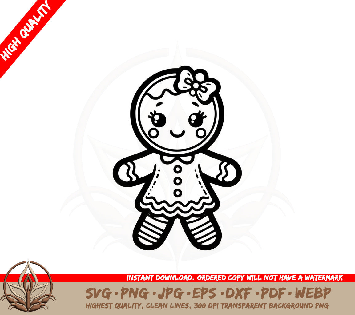 Bow-adorned Gingerbread SVG