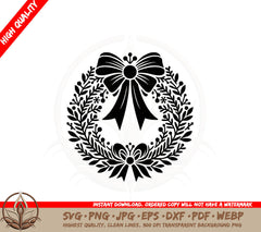 Bowed Christmas Wreath SVG