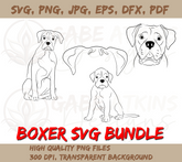 Boxer Dog SVG Silhouette Outlines Clipart Bundle | SVG, PNG, EPS, DFX, | SVG, PNG, EPS, DFX, JPG, PDF, WEBP Instant Download Digital File