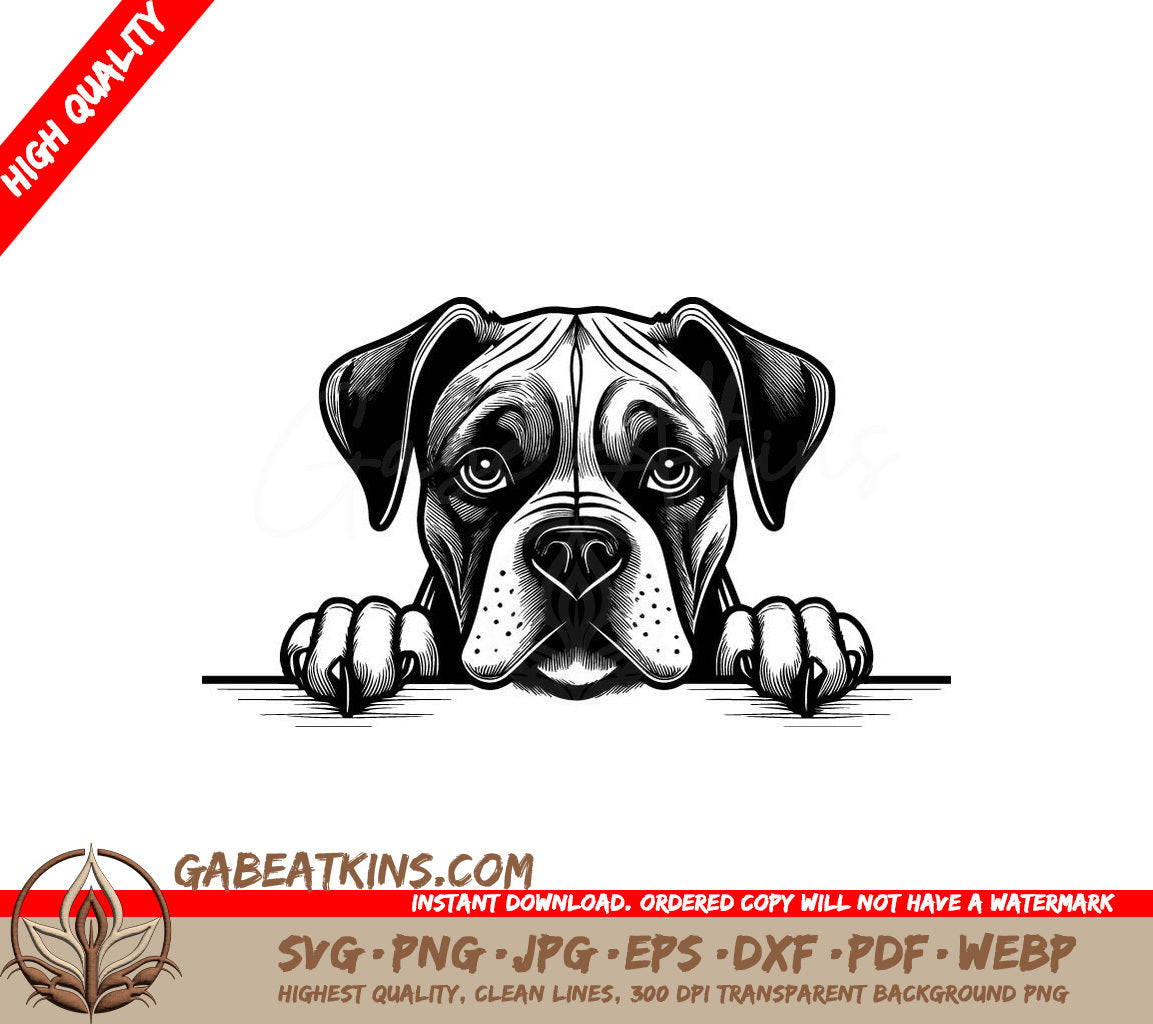 Boxer Dog Peeking Over Wall SVG SVG