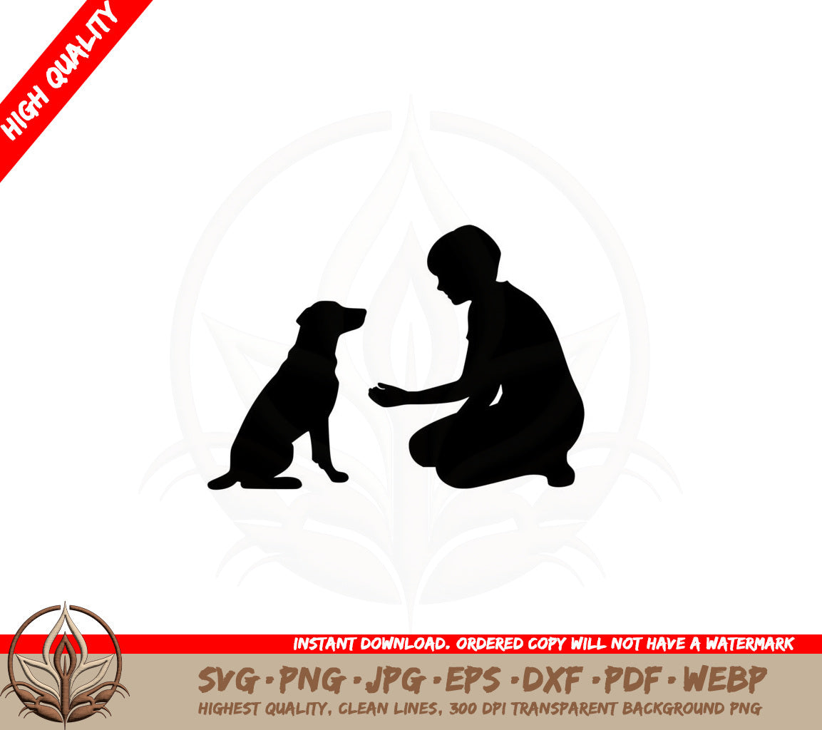 Boy Playing with Dog SVG